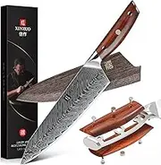XINZUO 8.3 Inch Damascus Steel Chef Knife, High Carbon Steel Multifunctional Kitchen Cooking Knife Sharp Professional Gyuto Knife-with Magnetic Sheath-Ergonomic Rosewood Handle- Yi Series