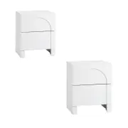 Oikiture Set of 2 Bedside Table 2 Drawers White