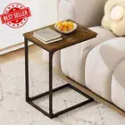 C-Shaped End Table with Metal Frame for Sofa, Living Room, Bedroom 40x30x62cm