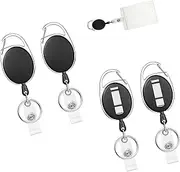 4 Pack Heavy Duty Retractable Keychains with Carabiner - Durable ID Badge Holder for Cards, Keys & Access Tags