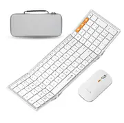 ProtoArc Foldable Mouse and Keyboard Folding Bluetooth Wireless Mice Keyboards for Business Travel Laptop iPhone iPad Tablets PC White