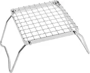 Outdoor Barbecue Grill Grilling Mesh Camp Fire Accessory Foldable Campfire Pit Grill Grate Wire Rack for Baking Rack Mini Grill Outdoor BBQ Rack Silver Stainless Steel