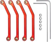KANGYEBAIHUODIAN 4Pcs Metal Aluminum Linkage Pull Rod Steering Link Rod Fit for 1/18 RCar Upgrade Parts(Red)
