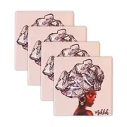 4pc Rayell Ceramic Drink Coaster The Artist Lab Inkheart Jasira Set w/Holder