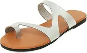 [CLSQLXYJZC] Women Flat Pu Leather Shoes, Summer Outdoor Beach Women's Orthopedic Correction Leather Ring Toe Casual, for Plantar Fasciitis Correction Slippers