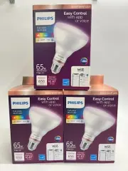 Philips WiZ BR30 3-Pc Lot LED Smart Wi-Fi Color Changing Light Bulb Google/Alexa