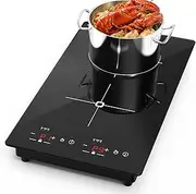 Double Induction Cooktop, 3000w Portable Electric Stove 2 Burner with Led Touch Screen 9 Levels Settings, Double Hot Plate Heat-Up in Seconds