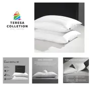 Goose Feather Down Pillow - Set of 2 Bed Pillows for Sleeping with Rayon Deri...