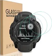 [3 Pack] for Garmin Instinct 2X Solar 50mm Screen Protector, 9H Hardness Scratch Resistant Tempered Glass Protective Film Cover for Garmin Instinct 2X SOLAR 50mm