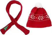 SOPOTUTU 1 Set Christmas Mini Knitted Hat and Scarf for Dolls Decorative Woolen Yarn Accessories for Holiday Parties Unique Festive Decor for Home and Snowflake Design