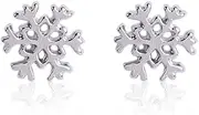 Christmas s925 Sterling Silver Stud Earring Cute Santa Claus Snowflake Earrings Mini Ear Jewelry/Silver Snow/As Shown