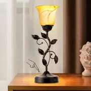 Clora Touch Control Table Lamp with 2 USB Charging Ports 3-Way Dimmable Bedside Nightstand Lamps Amber Glass Shade Vintage Rural Leaf Lamp for Living Room Bedroom Dresser LED Bulb Included