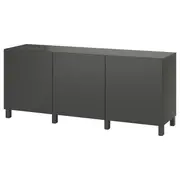 BESTÅ storage combination with doors, dark grey/Lappviken/Stubbarp dark grey, 180x42x74 cm