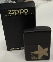 ZIPPO 1998 GOLD STAR BLACK MATTE LIGHTER UNFIRED IN BOX X776