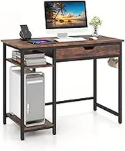 100cm Adjustable Computer Desk with Drawer and Shelf for Home Office Study Writing Gaming