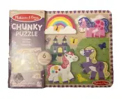 Melissa and Doug- Unicorn 6pc Wooden Chunky Puzzle-New Sealed