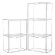 Acrylic Box Display Case, Clear Plastic Stackable Storage Bins with Magnetic ...