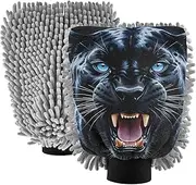 XYMZR Leopard Mouth Roaring Absorbent Microfiber Car Wash Mitt, Funny Cute Anime Scratch Free for Cars Cleaning, Home Cleaning Mitts, 2 Pack, 10.24” L x 7.09” W