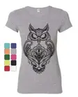 Black Owl Henna Style Women's T-Shirt Wildlife Nature Knowledge Wisdom Shirt