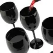 Unique Hand Blown Black Wine Glasses Black Glass (Set of 4)