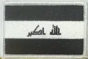 IRAQ Flag Military Patch W/ VELCRO® Brand Fastener B & W White Border #23