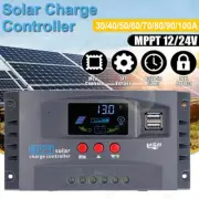 30/40/50/60/70/80/90/100A MPPT Solar Charge Controller 12V 24V PV Regulator LCD