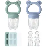 2 Pack Silicone Baby Fruit Feeder with Mini Freezer Tray Baby Teethers Breast...