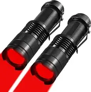 T Tersely 2-Pack Red LED Flashlight, Powerful Single Mode Light SK68 LED Torch Scalable Red Light Flashlight for Astronomy, Aviation, Night Observation