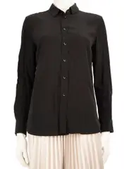 Black Silk Button Down Shirt