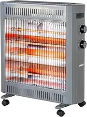 Lenoxx 2200W Quartz Radiant Heater with Adjustable Thermostat, 2 Power Settings, Tip-Over Safety, Fast-Heating Compact Indoor Warmer for Home or Office Use