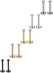 [Jstyle] 10Pcs 18 Gauge Stainless Steel Nose Studs Ear Studs Piercing Body Piercing Cubic Zirconia Inlaid
