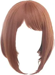 ECOS Ochako Uraraka Brown Cosplay Wig (Uraraka Wig) with Bangs My Hero Academia Boku No Hero Akademia, Length:30cm