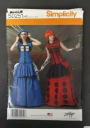 Simplicity 0251 Pattern Misses Costume Dress Corset Skirt Bustle Sz 6-14 Uncut