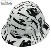Combat White Hydro Dipped Full Brim Hard Hat with Ratchet Suspension
