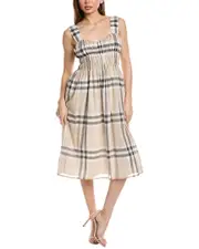 Burberry Smocked Midi Dress