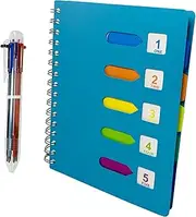 Spiral Notebook with Pen, ZACHMEST A5 Lined Notebook with Index, Hardcover Notebook Spiral Journal Notebook Subject Notebook for Work School Office Home