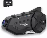 Motorcycle Bluetooth Intercom Headset with Camera Helmet Recorder 64G TF Card