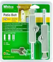 Whitco CYL4 PATIO DOOR BOLT 2Pcs Concealed Fixing, Resists Attack SILVER