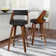 ALFORDSON Swivel Bar Stools Eden Kitchen Wooden Barstool Dining Chair x2 Black (Fabric) x 2