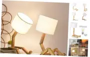 Robot Cute Desk Lamp Set of 2, Wooden Bedside Table Lamp Unique Fun Robot Lamp