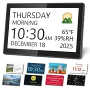 10.1" Digital Clock with Date and Day for Elderly, Digital Calendar with 12 T...
