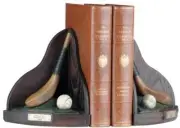 Bookends Bookend GOLF Lodge Ball and Club History Resin Hand-Cast Hand-Painted