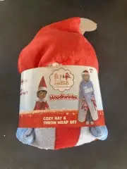The Elf On The Shelf Hoodiwinks Kid's Throw Blanket Wrap With Cozy Hat Brand New