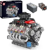 Mould King 10171 Technik V8 Engine Model Kit - 487 PCS to Build Your Own Mini Engine That Works - DIY STEM Project for Kids/Teens, MOC Hobby Building Blocks Kit for Adults