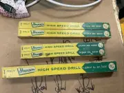 5 Vintage Hanson High Speed Drills Style No. 601 Size 3 Sizes NOS Original Boxes