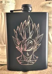 Liquor Pocket Hip Flask, Engraved with Funnel, DragonBall Z Image, Drinker Gift