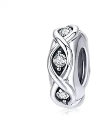 [LAMOONY] Spacer Charm 925 Sterling Silver Clip Stopper Charm for Pandora Charm Bracelet