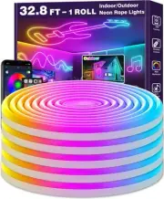 LED Neon Rope Lights 32.8FT, App/Remote Control, Flexible RGB Strip, Multiple...