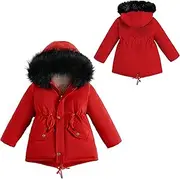 [SEAUR] Winter Down Coat for Girls Winter Long Sleeve Zip Puffer Jacket Toddler Baby Hooded Down Jacket Thicken Fleece Lined Warm Coats Overcoat 5-6T