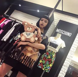 Moschino Teddy Bear Bag 標籤熊鍊帶包 白